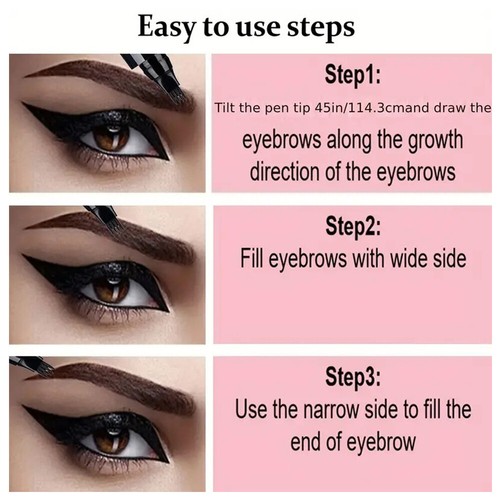4 Fork Tips Microblading Tattoo Eyebrow Liquid Ink Pen Long Lasting Eye Brow ✜ - Picture 10 of 39