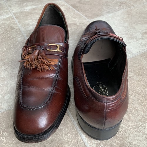 Vtg FLORSHEIM Imperial 93216 Men’s Size 9.5D Brown Loafer Slip On Tasseled Shoes - Picture 3 of 12