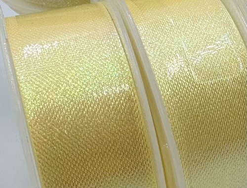 12 Rolls American Greetings Light Yellow Satin Ribbon Iridescent Sheen BEAUTIFUL - Picture 2 of 3