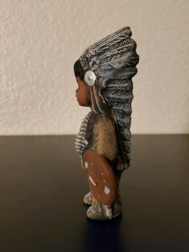 Figura de estatua de jefe indio pintada a mano de 4,5 pulgadas de colección nativo americano - Imagen 2 de 8