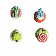 Christmas Magnets Lot Of 4 Holiday Home Decor Tree Gift Snowman Candy