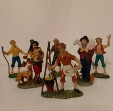 Lotto 6 Statuine Presepe Italy Vintage Statuette Plastica 12 cm