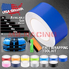 4D Semi Gloss Carbon Fiber Racing Stripes Vinyl Wrap Rally Sticker 10/25/50 Feet
