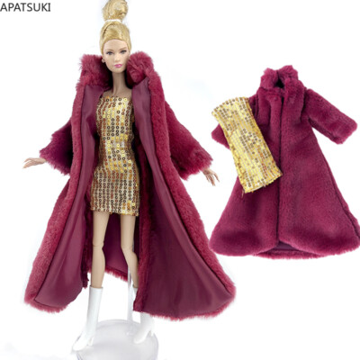 Wine Fur Fashion Doll Clothes For 11.5inch Doll's Dress Parka Outfits 1/6 Toy