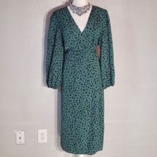 SHEIN WRAP DRESS GREEN LONG SLEEVE POLYESTER/ELASTANE SIZE 2X