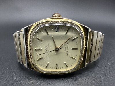 Timex vintage automatic day date Gold and Silver adjustable band watch unisex VINTAGE MENS TIMEX AUTOMATIC GOLD WATCH Broken Band- SELF  main image 4