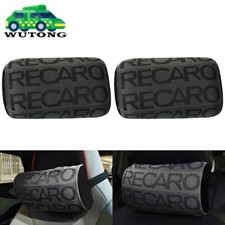 2pcs Recaro Gray Fabric Headrest Pillow Supports Racing Neck Rest Seat Material