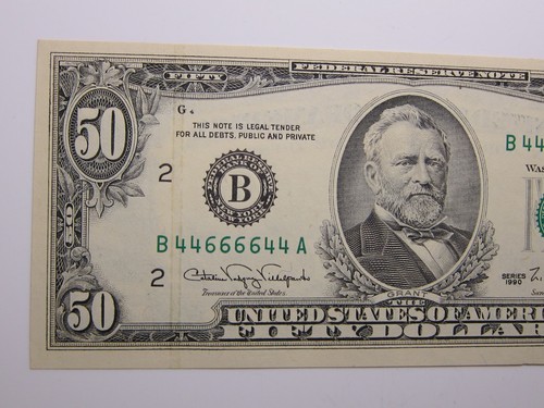 1990 $50 2 Digit Radar Repeater Uncirculated #B44666644A - Picture 5 of 12