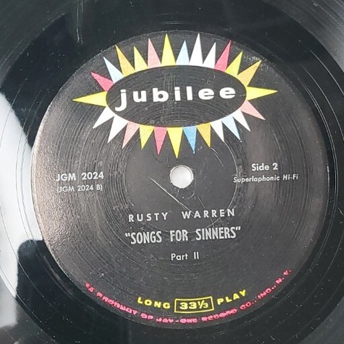 Rusty Warren Songs For Sinners Original 1959 Jubilee Mono Comedy VG+ Vintage - Picture 8 of 8