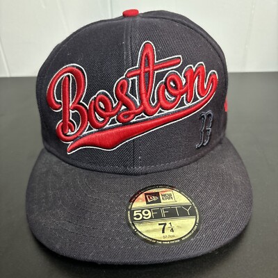 Boston Red Sox Script Baseball MLB New Era 59Fifty Fitted Hat