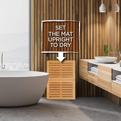 Bamboo Bath Mat Shower Floor Mat Non Slip, Made of 100% Natural Bamboo - Picture 7 of 9