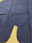 Vintage Navy Blue Fabric w White Flocked Dots 24"x45"+ Polkadot Flocking Cotton — photo 6