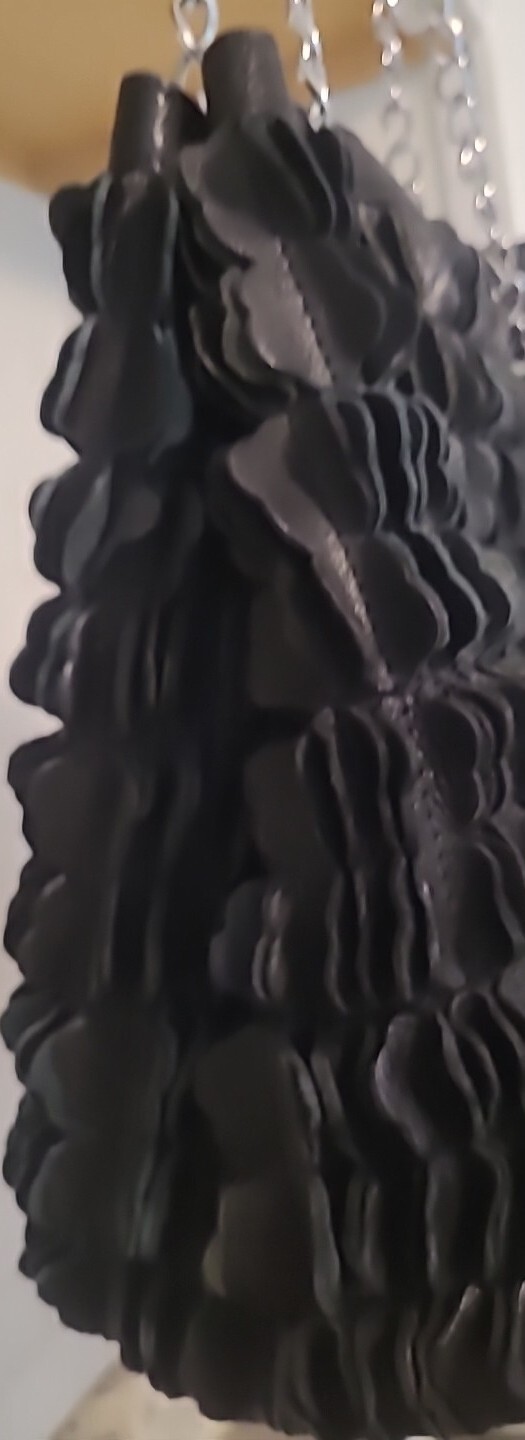 Ameri Leather Black Leather Scallop Shoulder Bag … - image 4