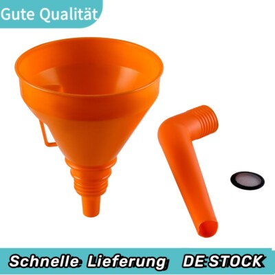 Universal 1.2 Liter Trichter Einfülltrichter mit Schlauch Sieb ORANGE Flexibel