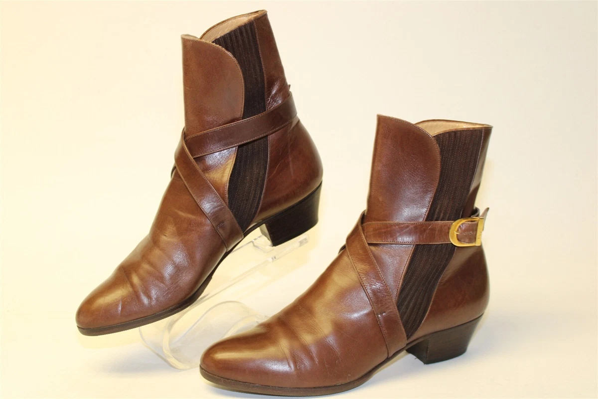 Salvatore Ferragamo ARAMIS Sz 8 D ANKLE BOOTS BROWN LEATHER Gancini ornament mid heel ankle boot - Women | Ferragamo main image 4