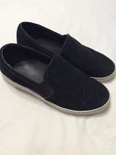 VIONIC KANI Women's Black Suede Laser Perforated Slip On Casual Sneakers ~ Sz 7