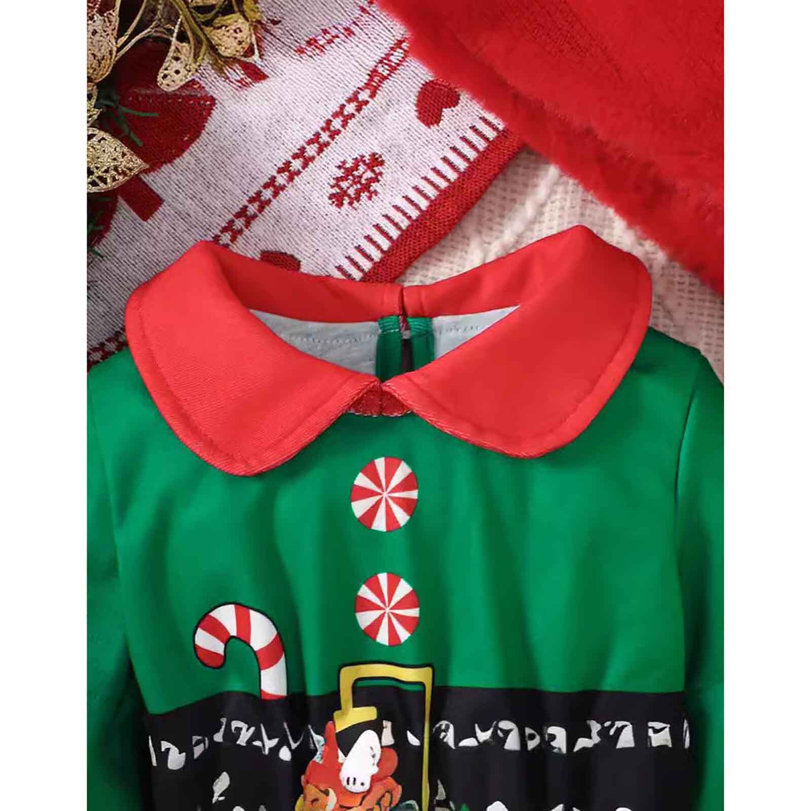 DE iEFiEL Mädchen Weihnachtselfen Elfen Kostüm Langarm Kleid mit Tutu Rock Set