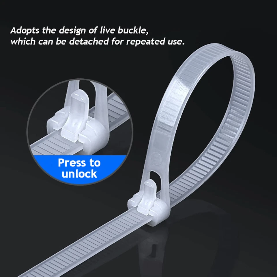 Envolturas de cable fuertes reutilizables en blanco y negro 7,6 mm x 150 ~ 450 mm Foto 3 de 4