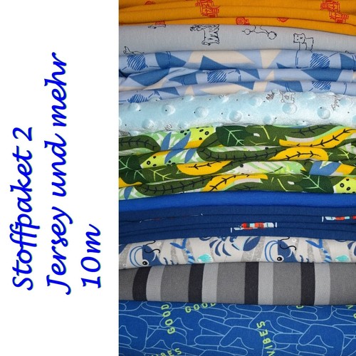 Großes Stoffpaket Jersey Sweat Panel Softshell Lagerräumung blau grau Jungen - Bild 1 von 3