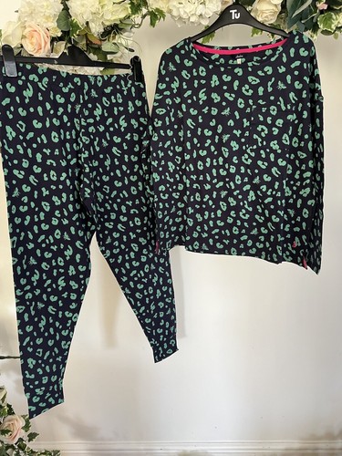 Joules Dreamley Pigiama Donna Pigiama Set Taglia S Stampa Leopardata Ape Navy NUOVO OH22 - Foto 3 di 16