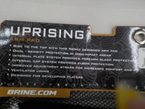 BRINE UPRISING ARM PAD LACROSSE SZ L WHITE BLACK DESIGNED FOR DEVELOPING PLAYERS - Picture 4 of 13