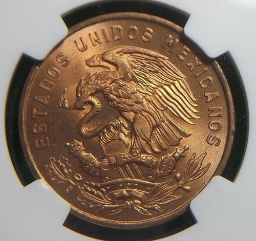 1960 Mexico Mo 20 Centavos NGC MS66 RD FULL RED UNC / BU Luster 5001 - Picture 2 of 3