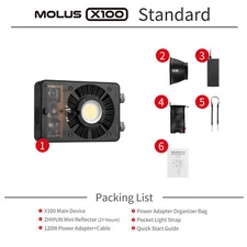 ZHIYUN MOLUS X100 X200 Combo Pro Pocket COB LED Video Light Bi-Color 2700K-6500K