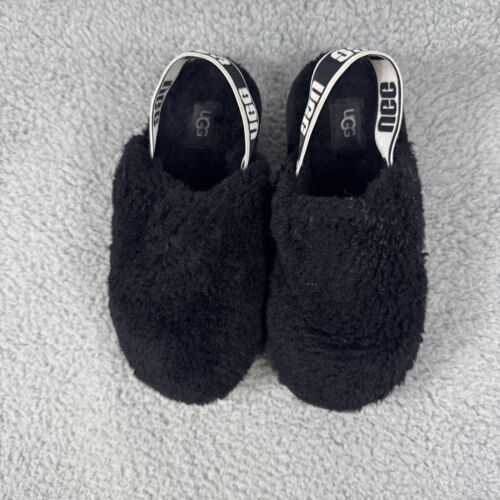 UGG Kinder Fluff Yeah Slides Fuzzy Hausschuhe Gr. 13 schwarz Mädchen Jungen Gummiband - Bild 4 von 8