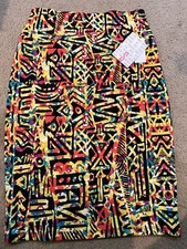 LuLaRoe Cassie Pencil Skirt Womens Sz M Neon Color Geometric Aztec Print NWT
