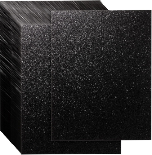 24 Sheets Black Glitter Cardstock Paper 8.5 X 11 for Scrapbooking, DIY Projec...