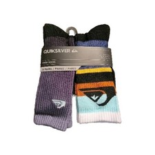 NEW Men's Quiksilver Crew Socks 5 Pair Show Size 6-12 Multi Color Pattern