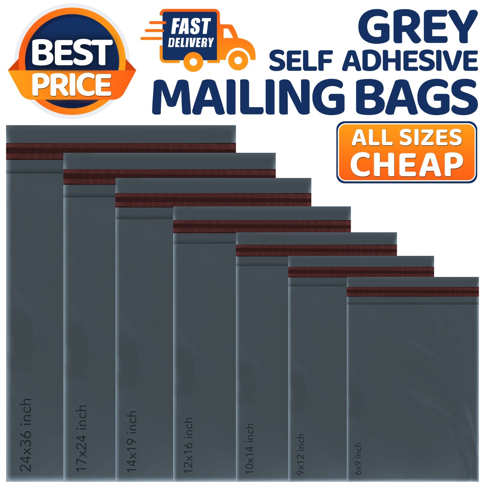 GREY MAILING BAGS STRONG POLY POSTAGE POST POSTAL MAIL SELF SEAL BAGS