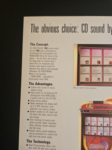 NSM CD Firestream Wallbox 1989/1990 Jukebox Promotional Flyer Brochure Adver. - Picture 8 of 8