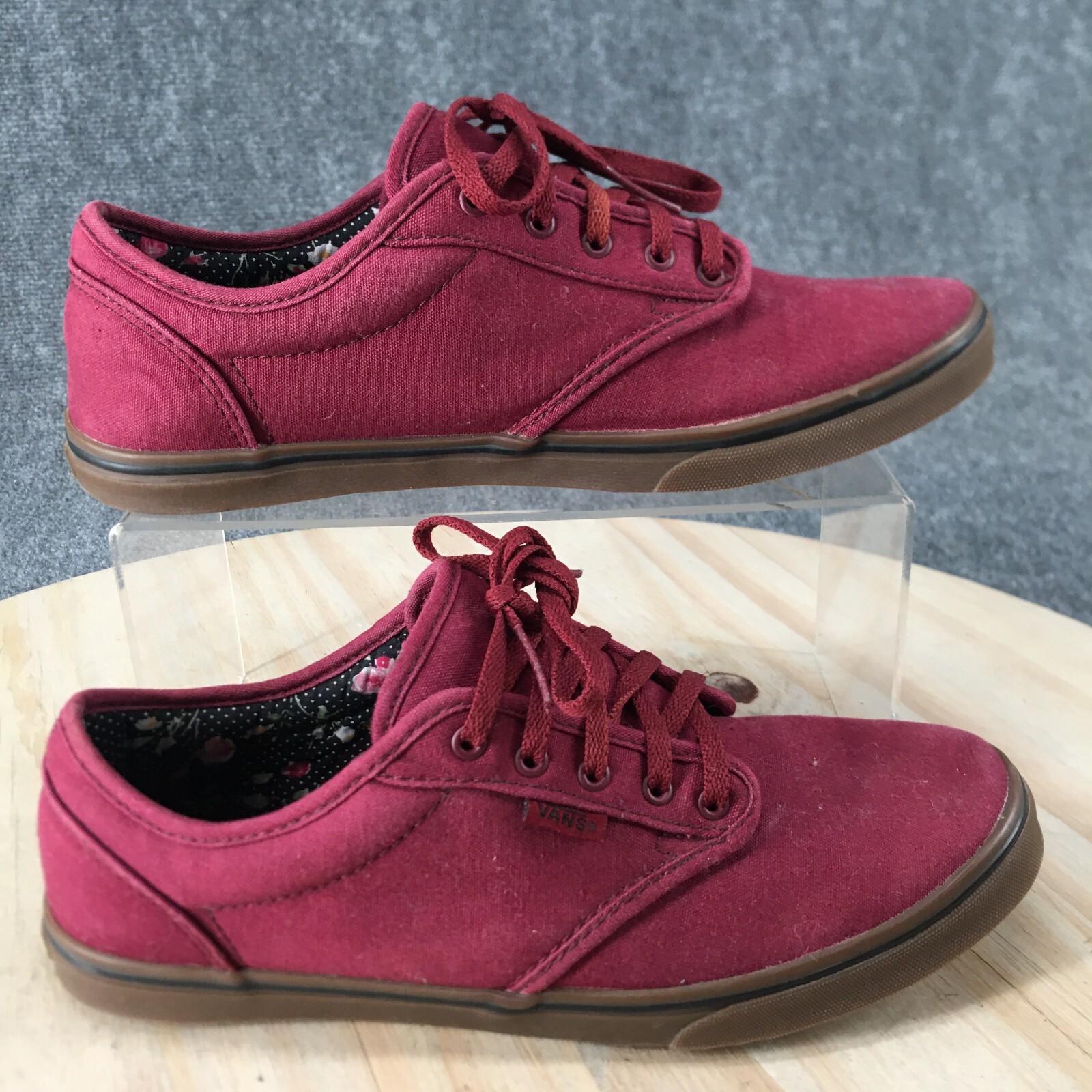 Vans Shoes Womens 8.5 Off The Wall Skate Low Sneakers TB4R Red Fabric Lace Up