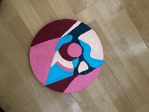 Modern Colourful Abstract Painting Round Art Contemporary Artwork Pointilism - Picture 6 of 6