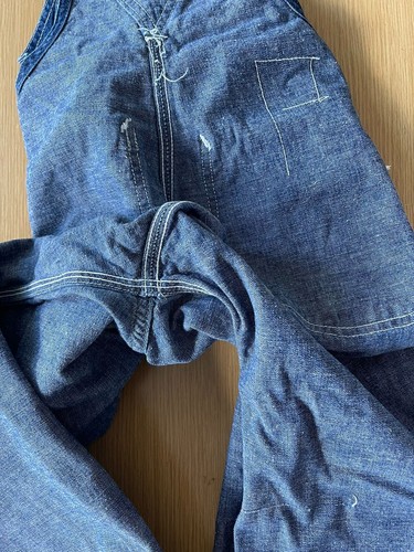 Vintage Indigo Lee Union Made Worker Blue 100% Denim Bibs Overalls USA 25x20.5 - Picture 8 of 24