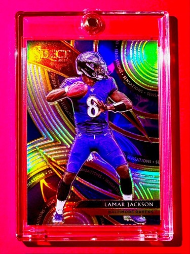 Lamar Jackson RARE SILVER REFRACTOR PANINI SELECT PRIZM SENSATIONS INSERT - Mint - Picture 4 of 6