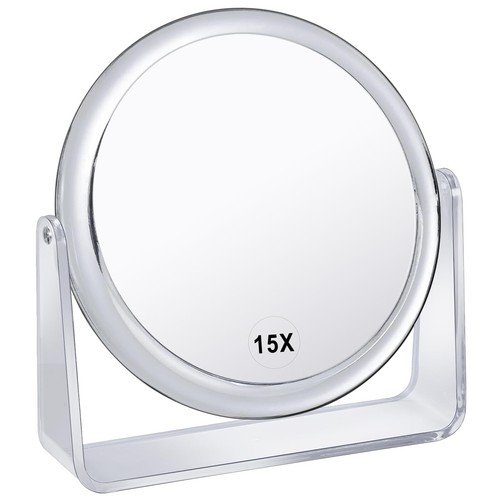 Miroir Maquillage Grossissant X20 Sur Pied - Double Face X20/x1 - Pivotant 360° - Base Lourde - Noir