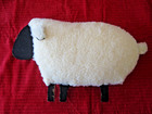 LAMB SHEEP Wood & PUSH Wool White & Black Folk Art Christmas Manger 11" x 18" — photo 2