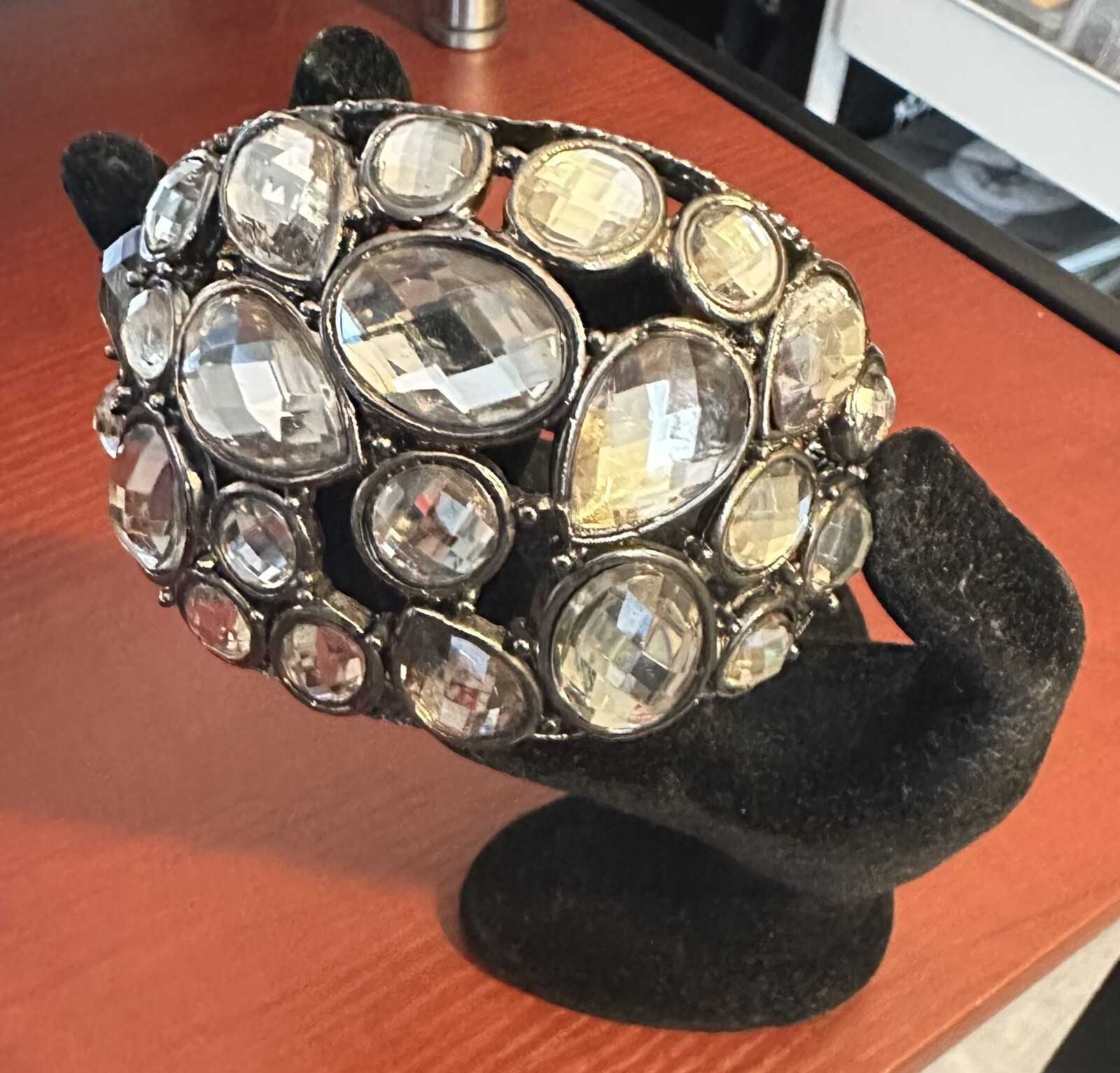 Large Black Silver Tone Wire Statement Bracelet H… - image 3