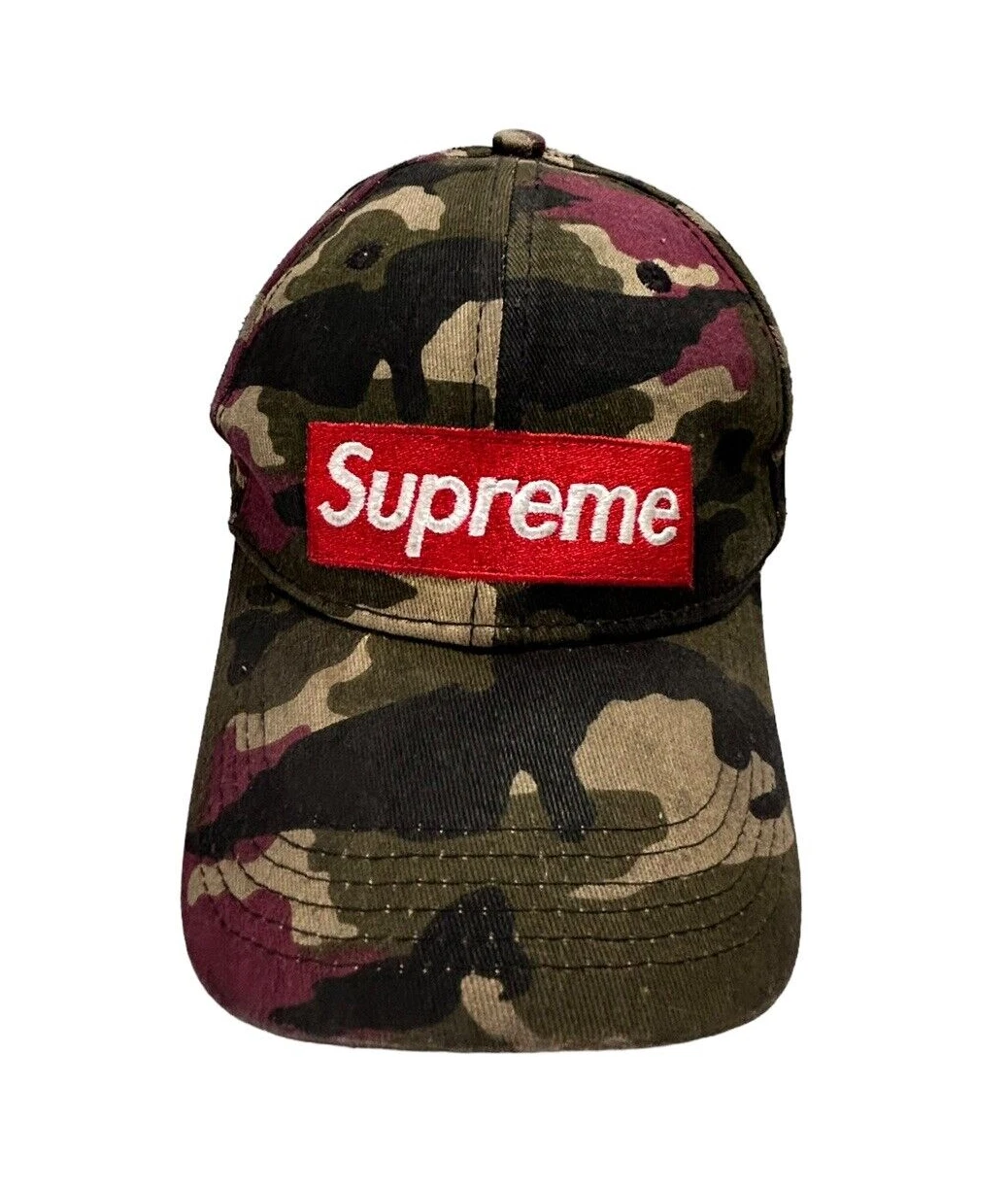Chapeau de baseball Supreme Camo rare coloris marque skateboard dos en détresse LIRE