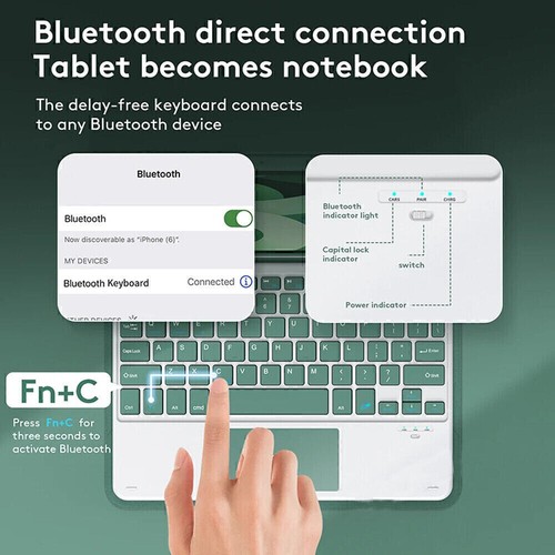 For Android iOS Windows Tablet Wireless Bluetooth Keyboard With Touchpad Mouse - Picture 17 of 56