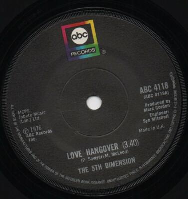 THE 5TH DIMENSION love hangover*will you be there 1976 UK ABC 45