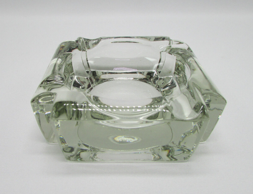 Vintage Crystal Glass Ashtray 4 Slotted 3 3/4 inch by 1 1/4 inch Paper Weight - Picture 4 of 8