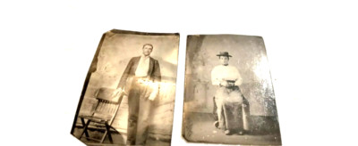 Two Antique Tin Types Man & Woman 2.50'' X 3.25''