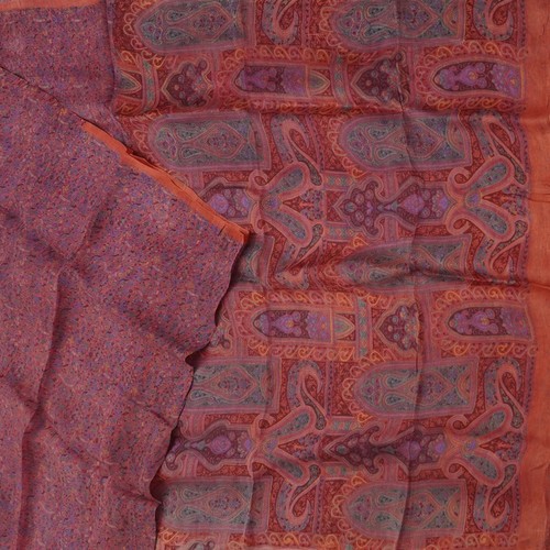 Sari Ancien En Soie 100% Pure Violet - Tissu Artisanal Indien - 4,6m - Parfait Pour Création Couture