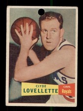 1957-58 TOPPS BASKETBALL #78 CLYDE LOVELLETTE ROOKIE RC ROYALS (HOLE PUNCH)