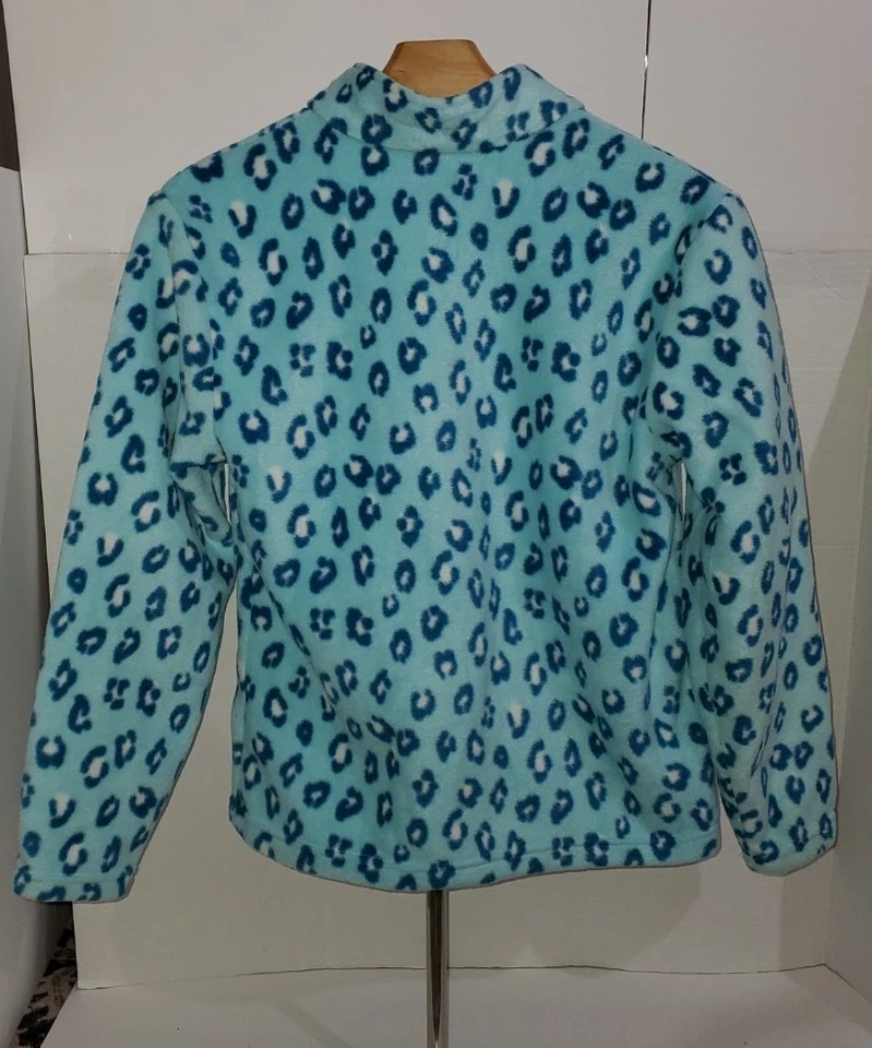 Moletom de lã infantil Eddie Bauer azul leapord pulôver sixe médio Y2K - Imagem 2 de 4