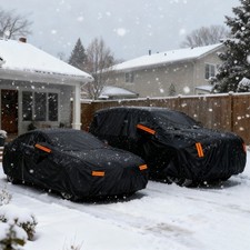 Funda Coche Universal Impermeable - 170T con Cremallera y Tiras Reflectantes Naranja