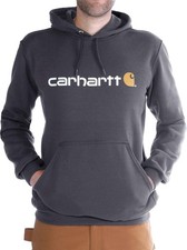 Carhartt Men's Midweight Signature Logo Hooded Sweatshirt Hoodie Heather Grey